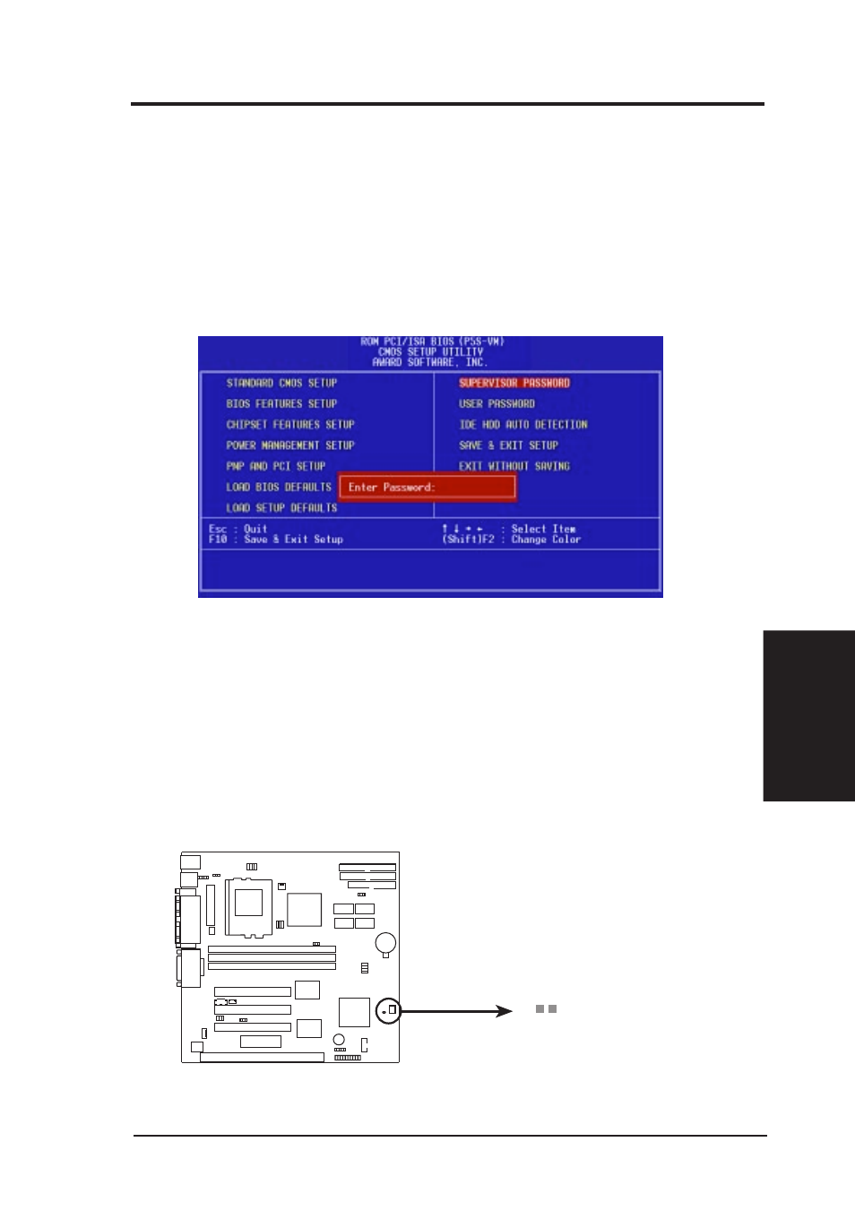 Iv. bios setup, Supervisor password and user password | Asus P5S-VM User Manual | Page 55 / 96