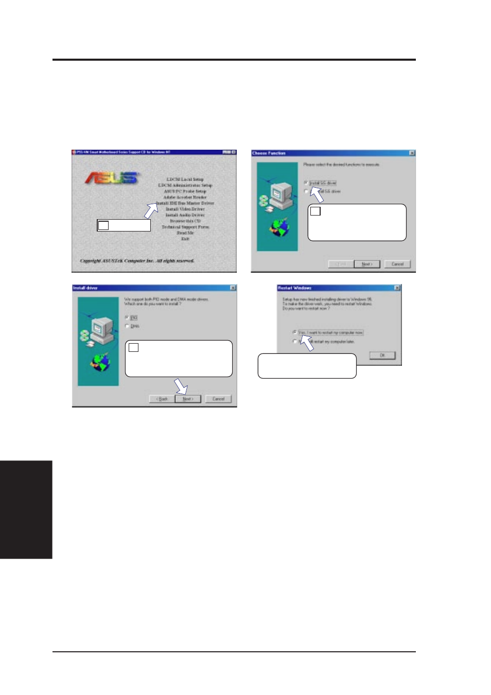 V. software setup, Install ide bus master driver | Asus P5S-VM User Manual | Page 68 / 96