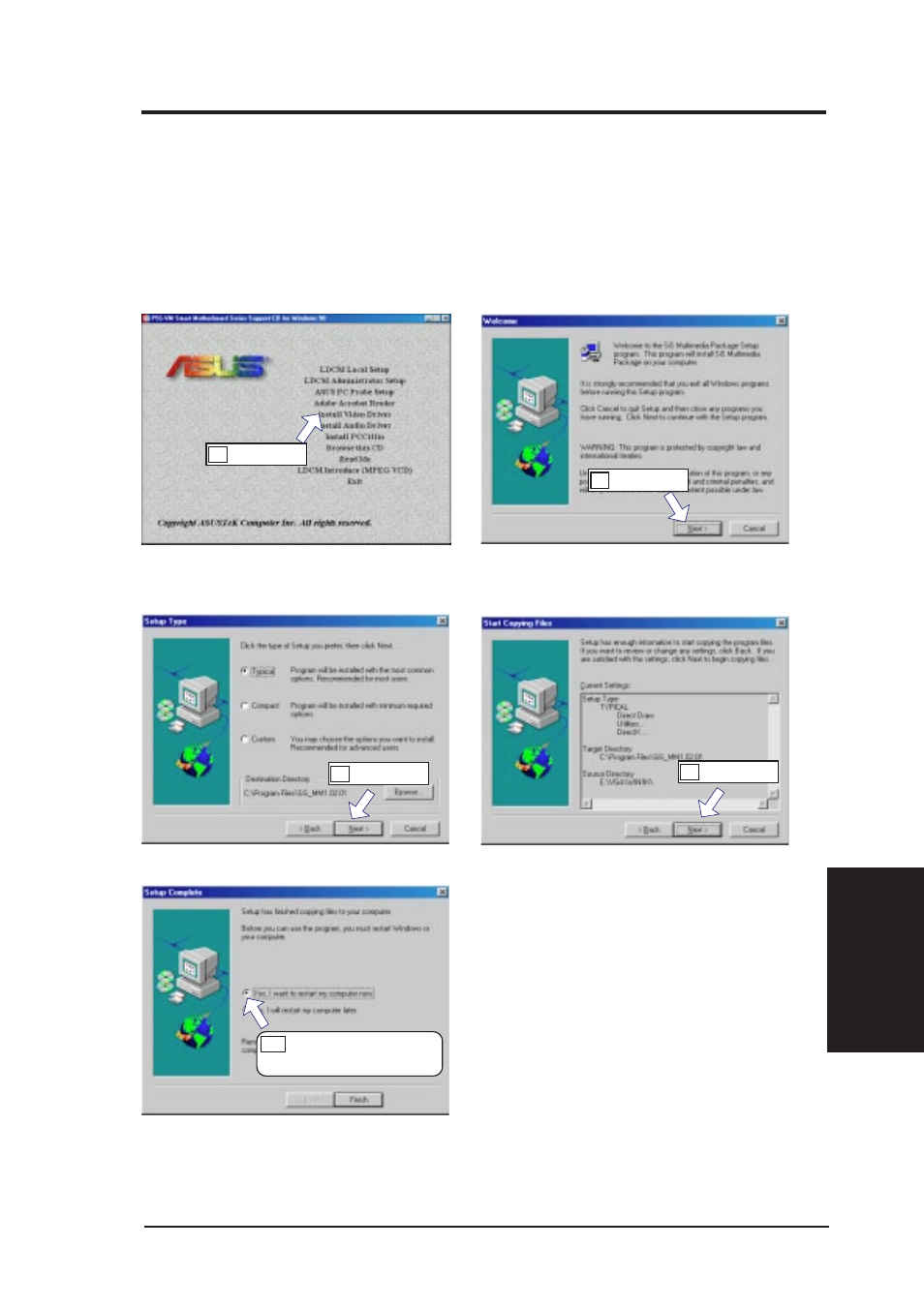 V. software setup, Install video driver | Asus P5S-VM User Manual | Page 69 / 96