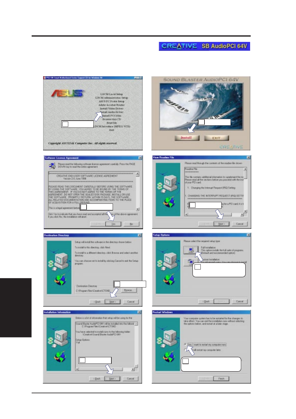 V. software setup, Install audio driver | Asus P5S-VM User Manual | Page 70 / 96