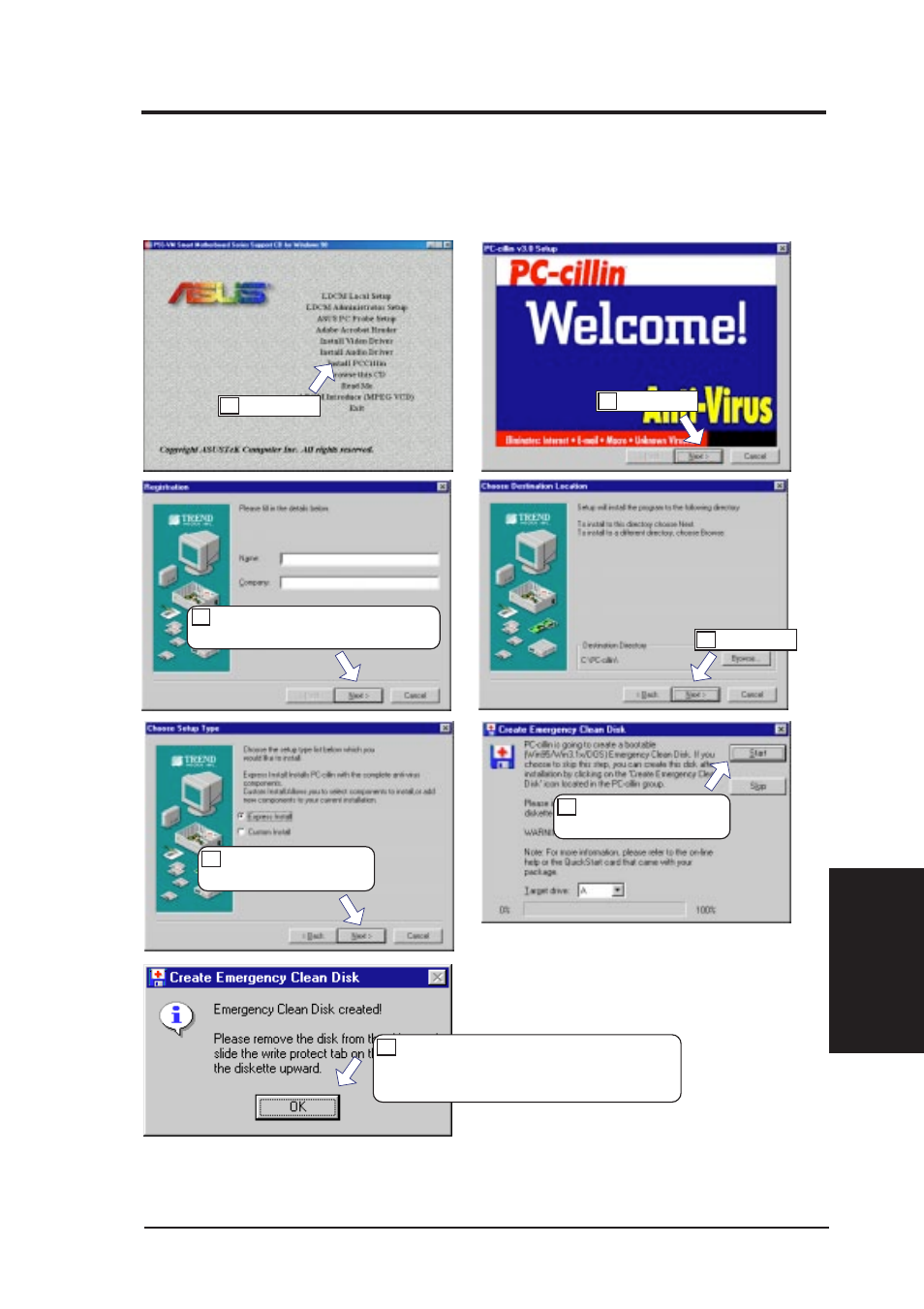 V. software setup, Install pc-cillin | Asus P5S-VM User Manual | Page 71 / 96