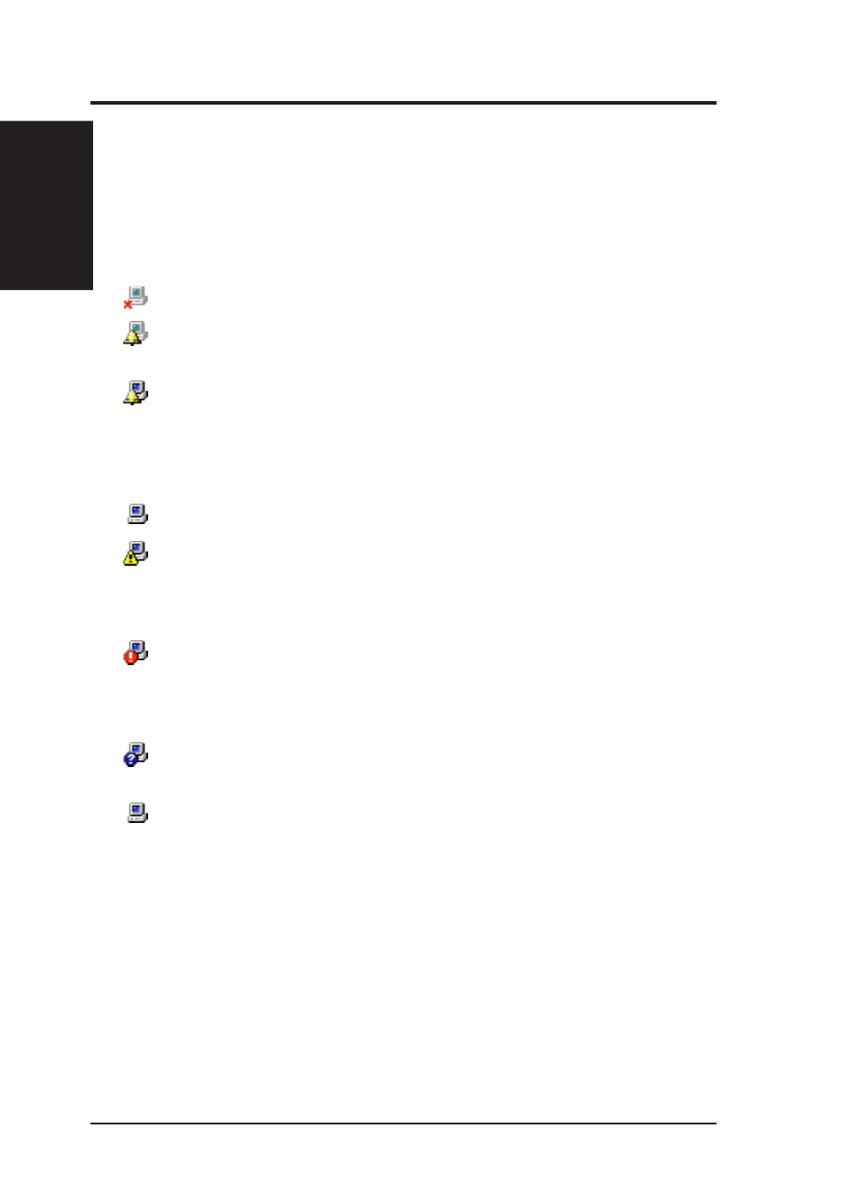 Vi. software reference, Understanding the computer status icons | Asus P5S-VM User Manual | Page 78 / 96