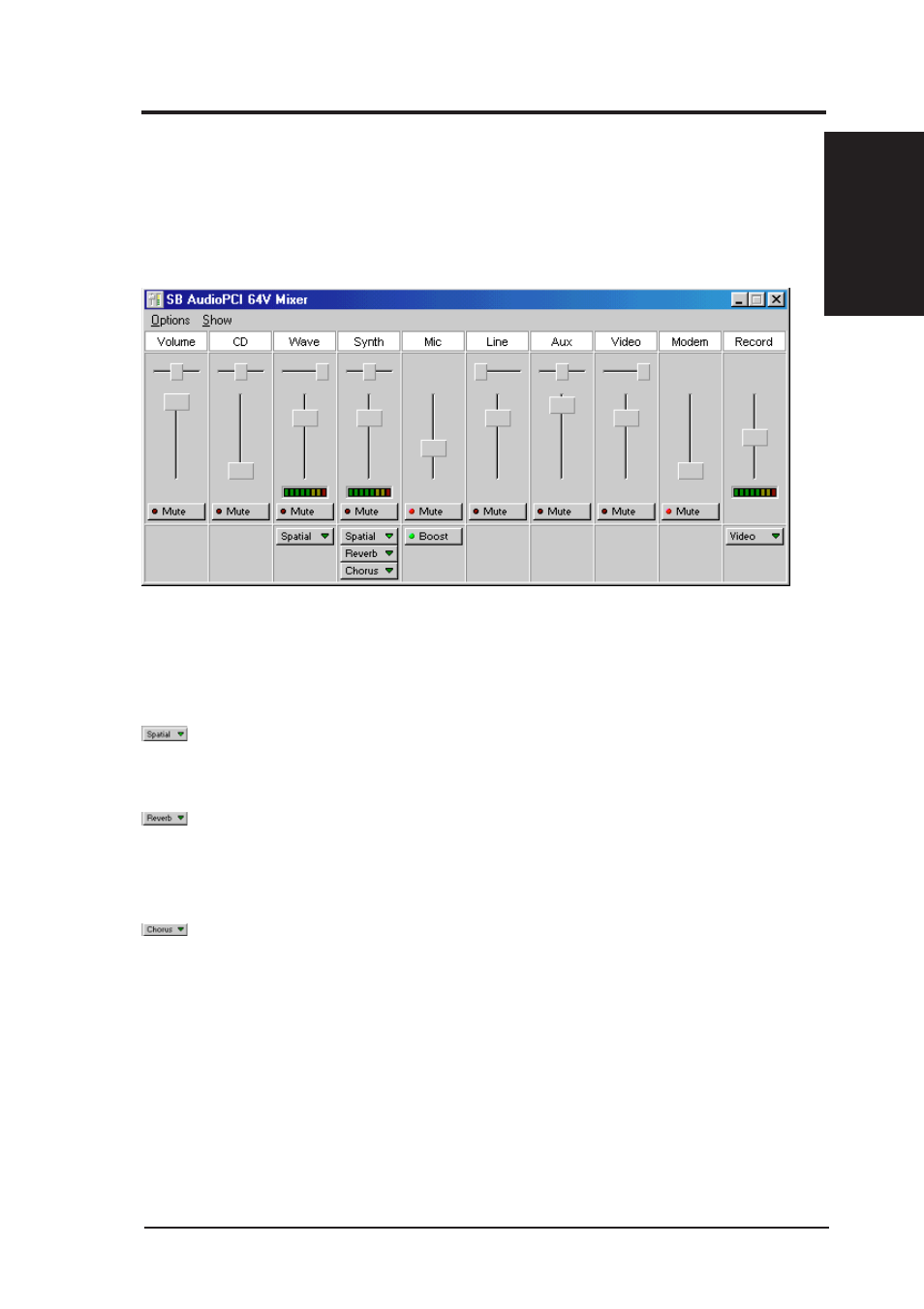 Vi. software reference, Sb audiopci 64v mixer | Asus P5S-VM User Manual | Page 89 / 96