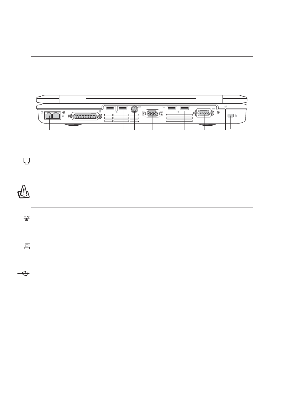 Rear side, Knowing the parts, Usb ports (1.1 & 2.0) | Parallel port, Modem port | Asus L5C User Manual | Page 20 / 68