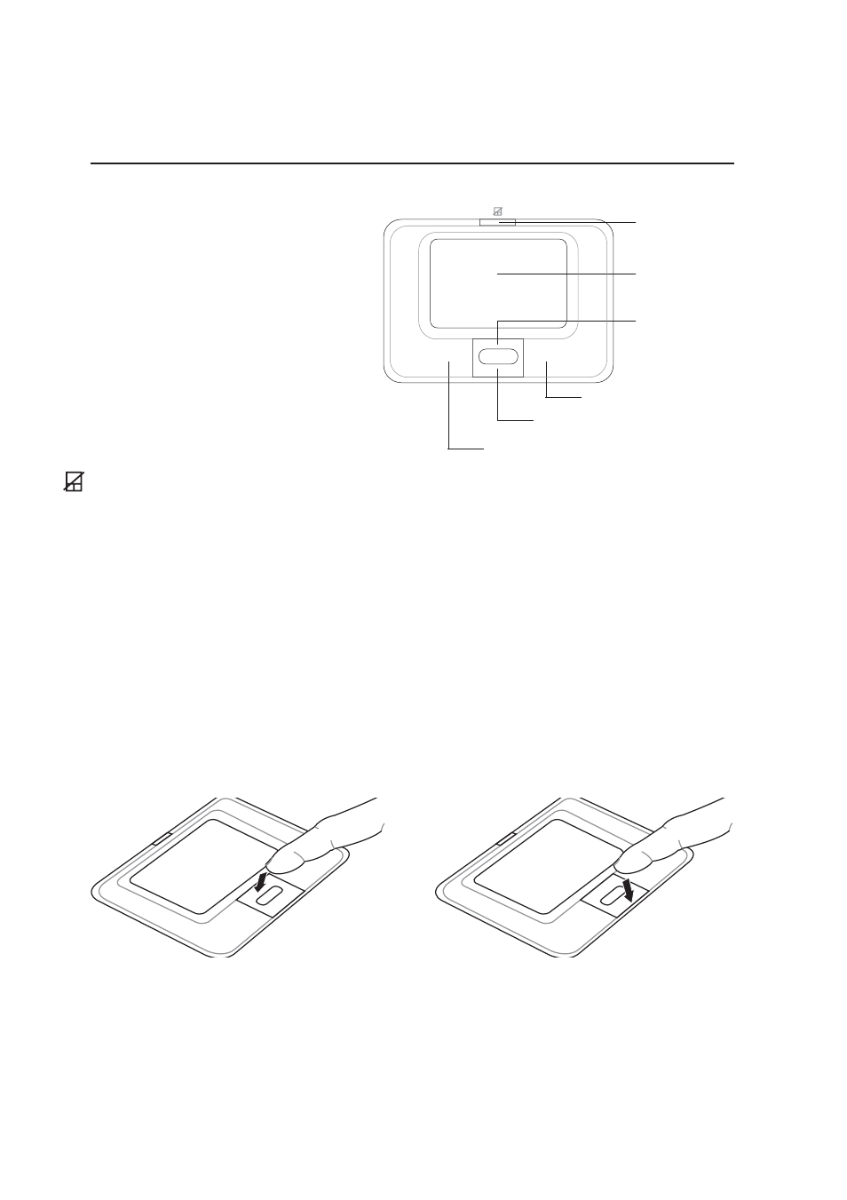 Pointing device, Using the touchpad, Touchpad usage illustrations | Scroll up scroll down, Touchpad-lock button | Asus L5C User Manual | Page 38 / 68