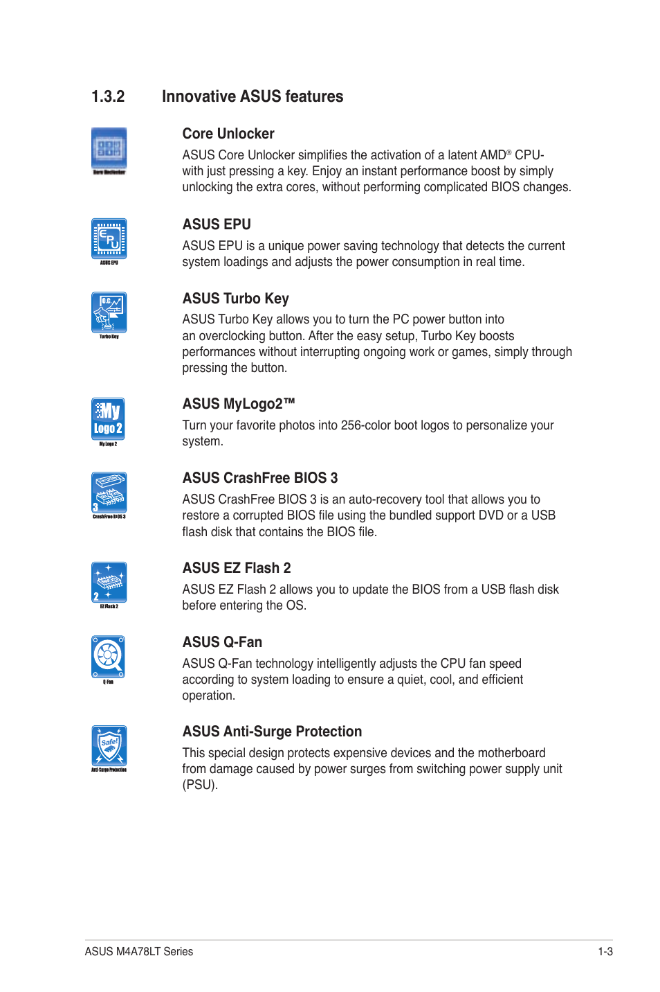 2 innovative asus features, Innovative asus features -3 | Asus M4A78LT User Manual | Page 13 / 66