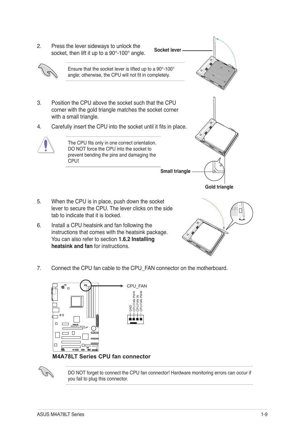 M4a78lt series cpu fan connector | Asus M4A78LT User Manual | Page 19 / 66