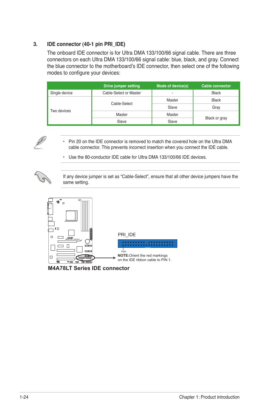 M4a78lt series ide connector | Asus M4A78LT User Manual | Page 34 / 66