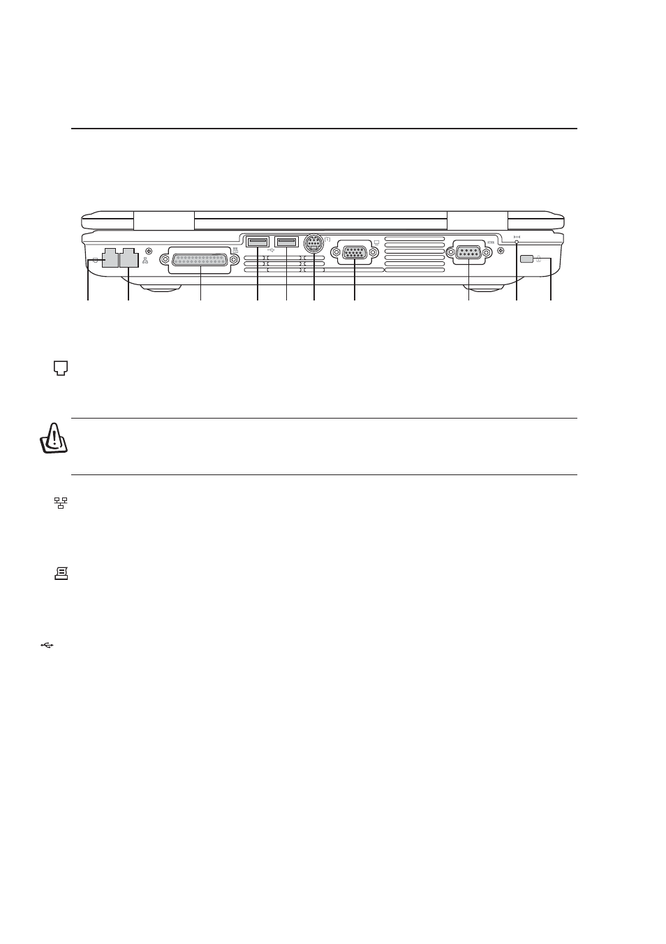 Rear side, Knowing the parts, Parallel port | Modem port, Usb ports (1.1 & 2.0) | Asus L5G User Manual | Page 22 / 70