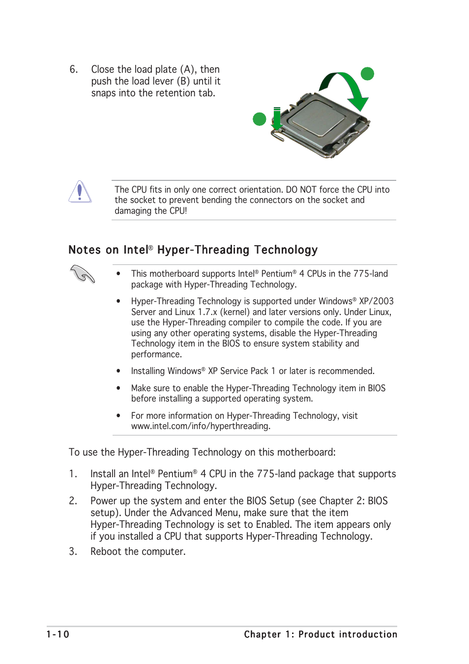 Hyper-threading technology | Asus P5P800-MX User Manual | Page 22 / 84