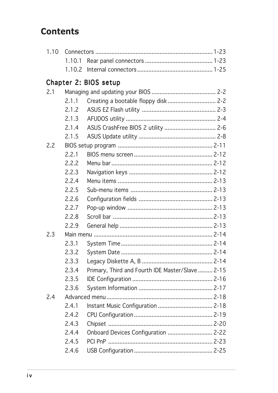 Asus P5P800-MX User Manual | Page 4 / 84