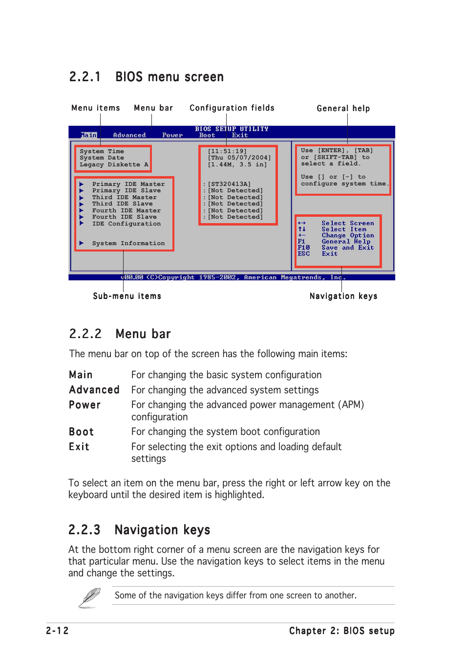 2 menu bar menu bar menu bar menu bar menu bar | Asus P5P800-MX User Manual | Page 54 / 84