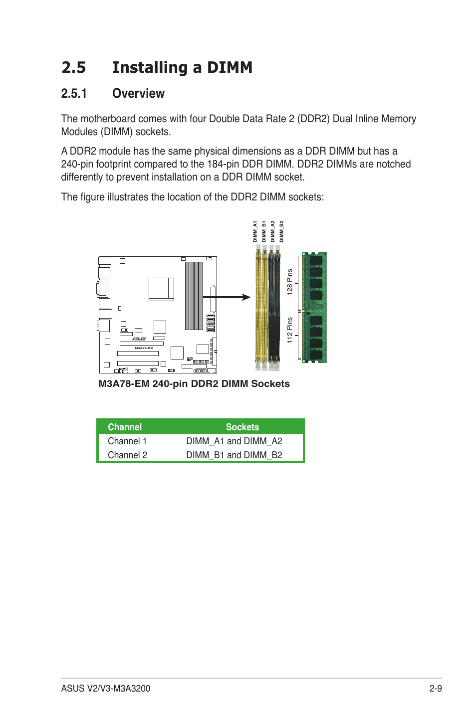 5� installing a �imm installing a �imm, 1 overview | Asus V3-M3A3200 User Manual | Page 27 / 114