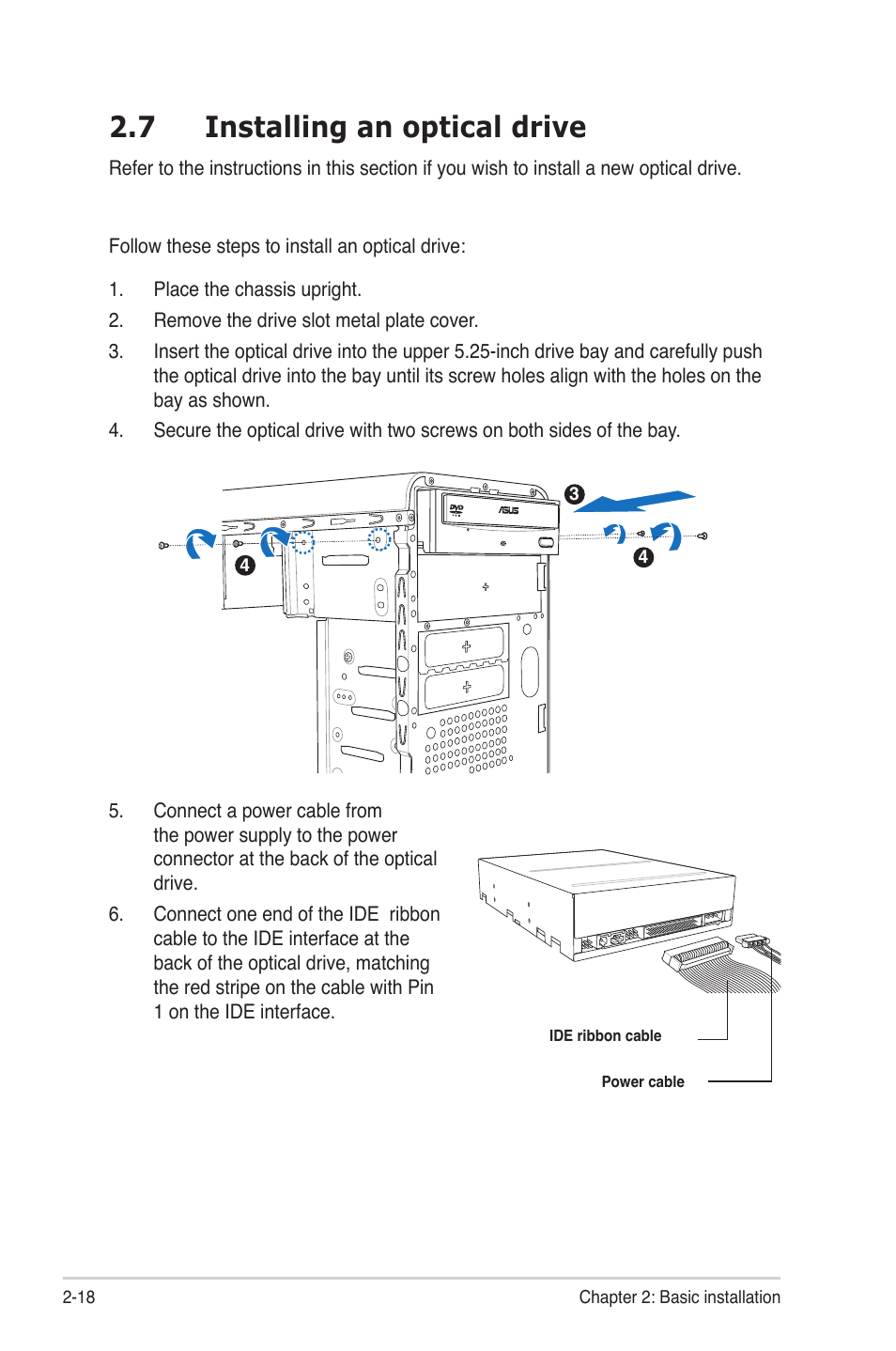 7 installing an optical drive | Asus V3-M3A3200 User Manual | Page 36 / 114