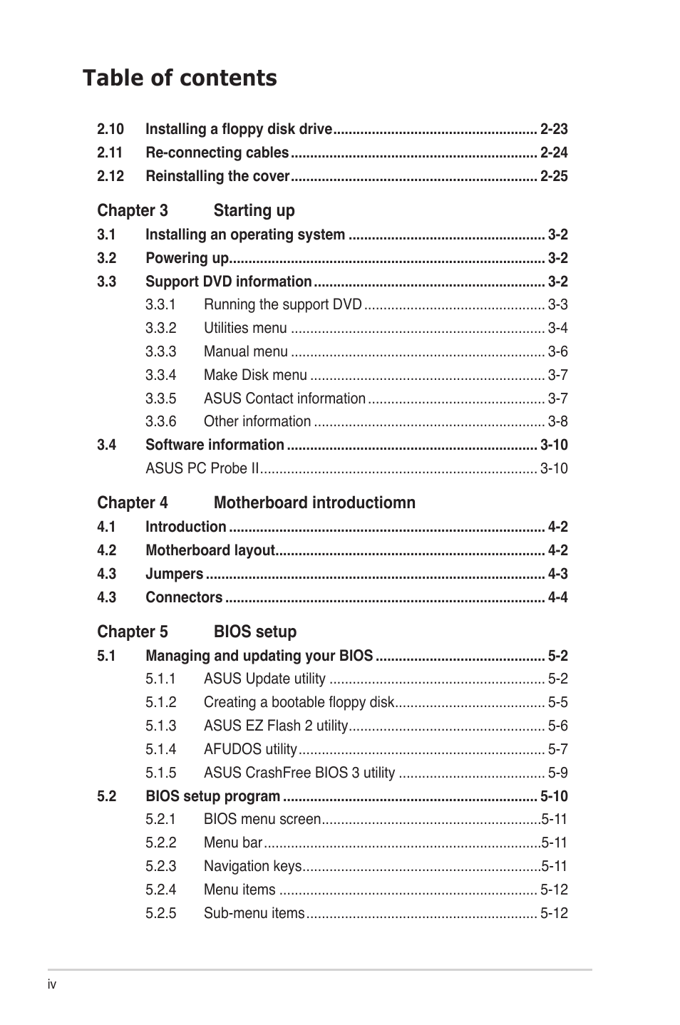 Asus V3-M3A3200 User Manual | Page 4 / 114