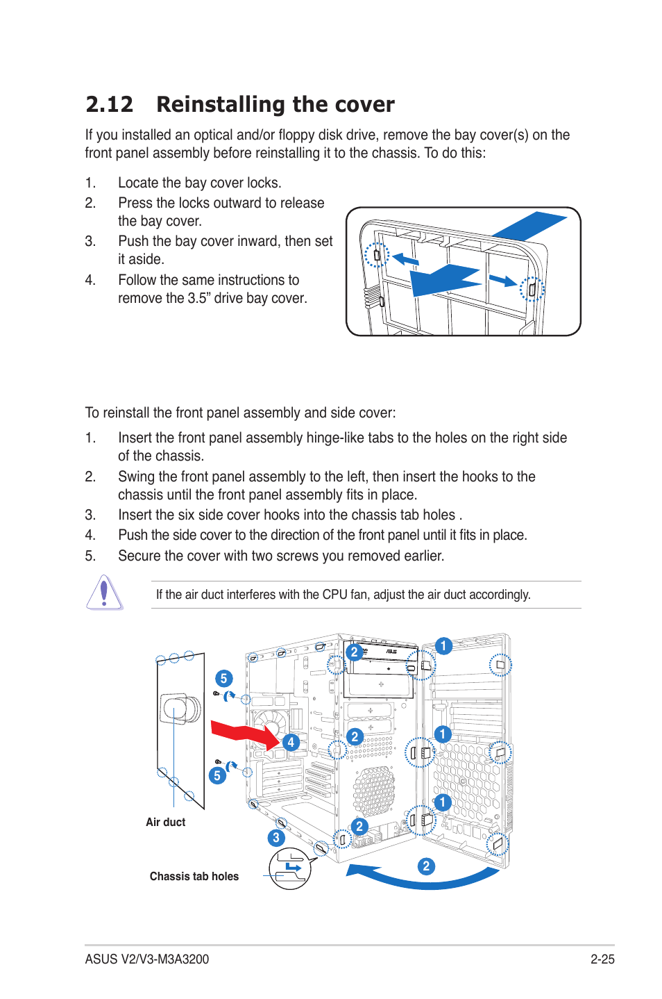 12 reinstalling the cover | Asus V3-M3A3200 User Manual | Page 43 / 114