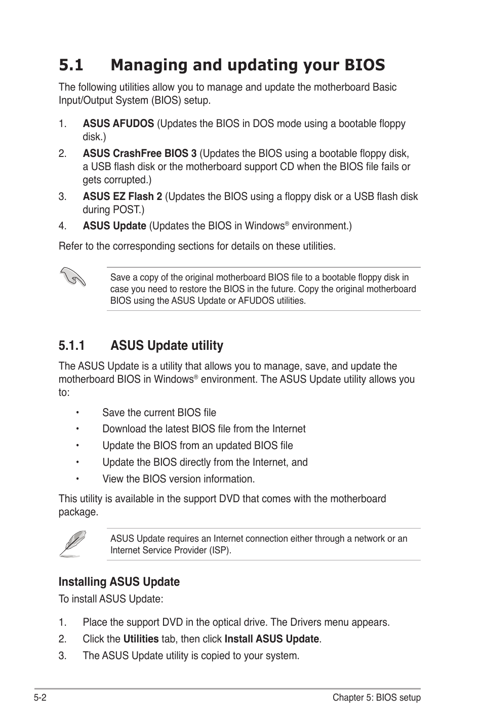 5�.1 managing and updating your bios, 1 asus update utility | Asus V3-M3A3200 User Manual | Page 76 / 114