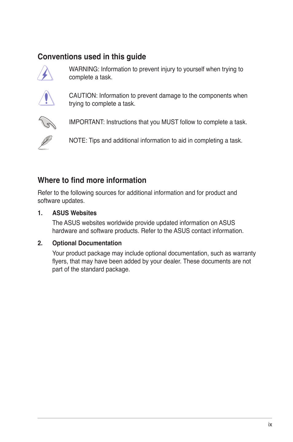 Conventions used in this guide, Where to find more information | Asus V3-M3A3200 User Manual | Page 9 / 114