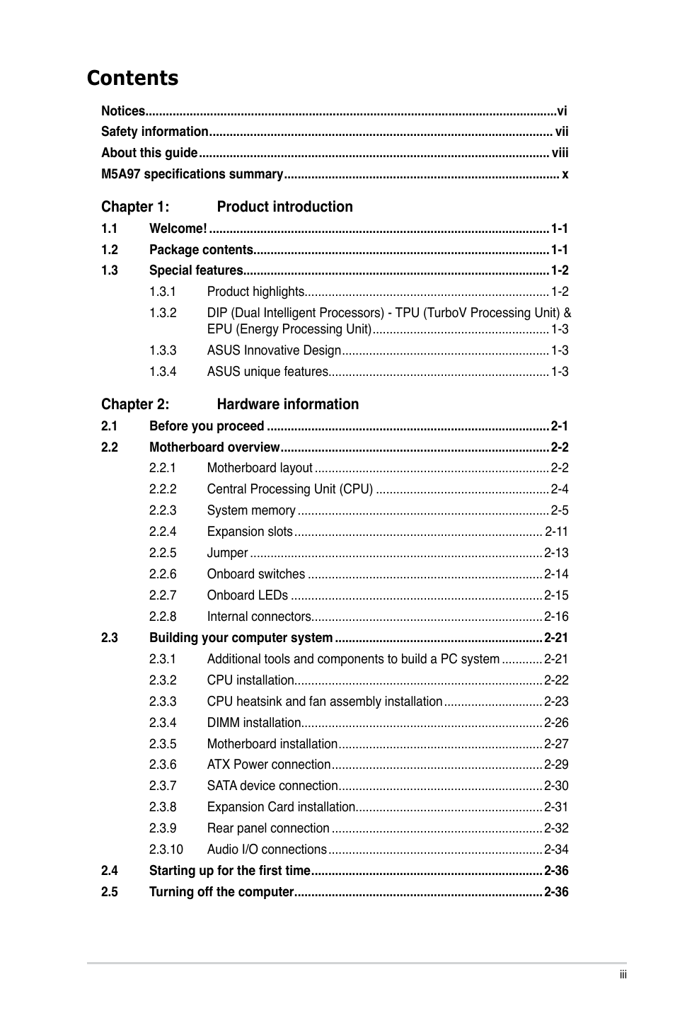 Asus M5A97/SI User Manual | Page 3 / 112