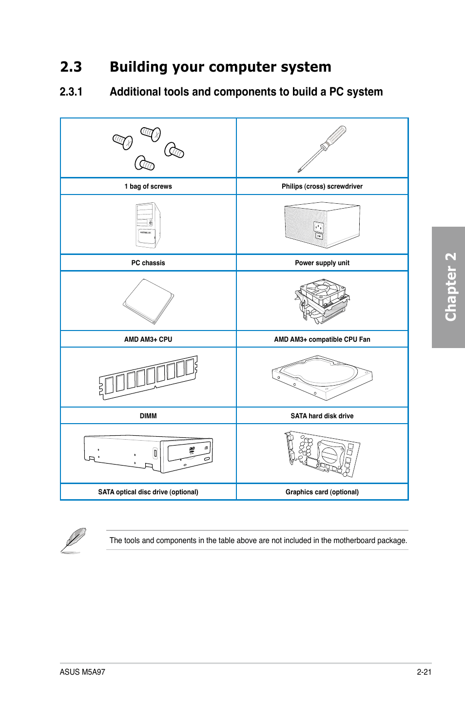 Chapter 2 2.3 building your computer system | Asus M5A97/SI User Manual | Page 37 / 112