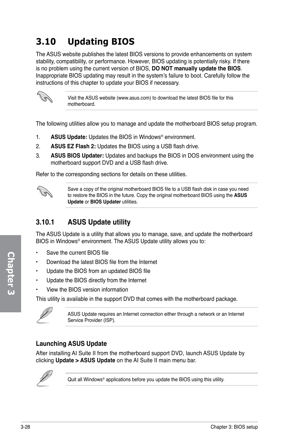 Chapter 3 3.10 updating bios, 1 asus update utility | Asus M5A97/SI User Manual | Page 80 / 112