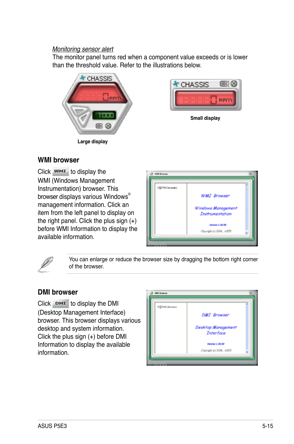 Wmi browser, Dmi browser | Asus P5E3 User Manual | Page 123 / 168