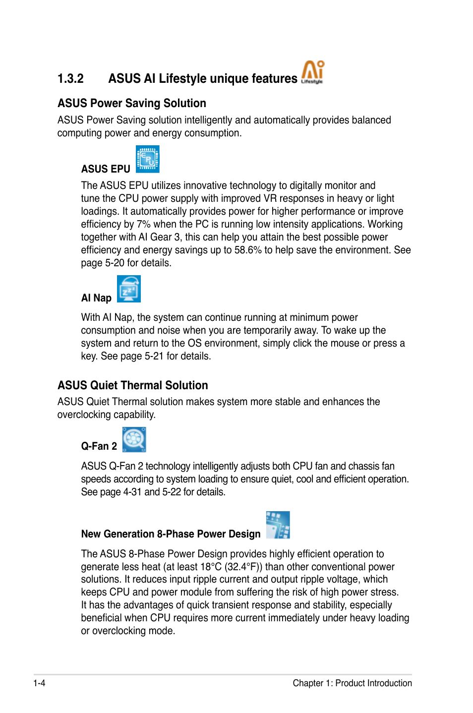 2 asus ai lifestyle unique features | Asus P5E3 User Manual | Page 20 / 168