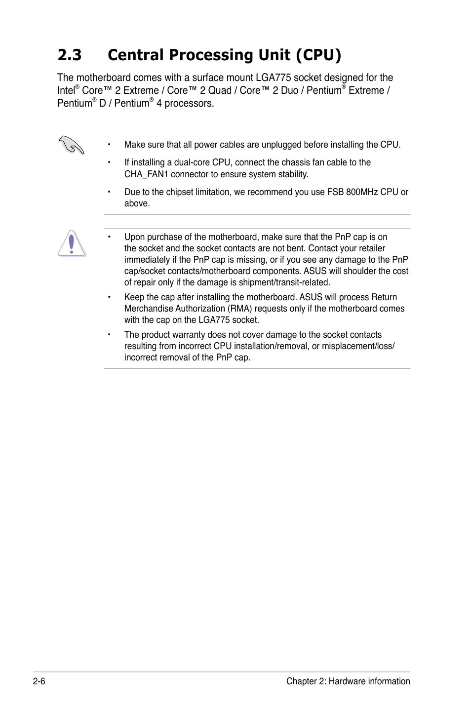 3 central processing unit (cpu) | Asus P5E3 User Manual | Page 32 / 168