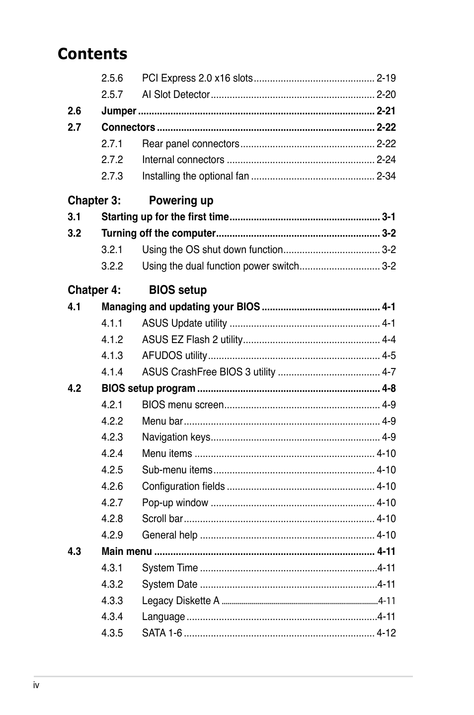 Asus P5E3 User Manual | Page 4 / 168