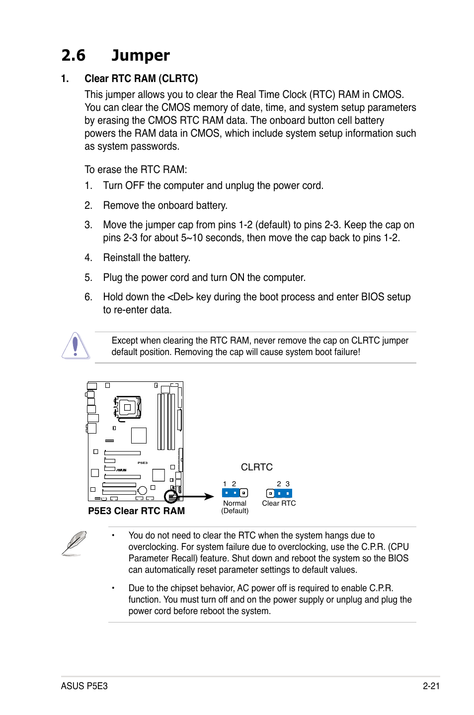 6 jumper | Asus P5E3 User Manual | Page 47 / 168