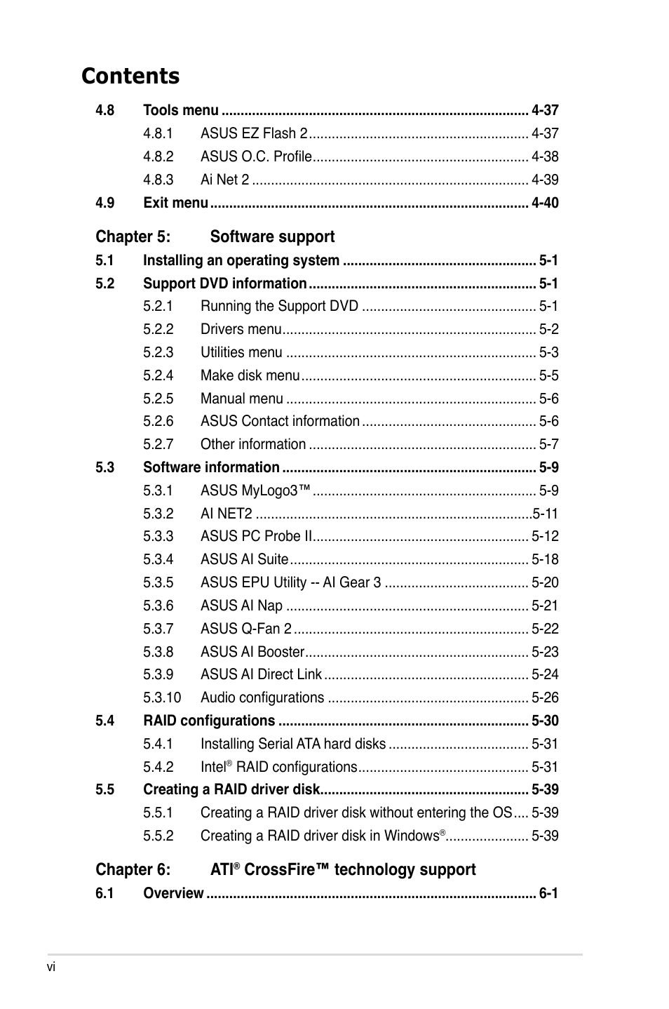 Asus P5E3 User Manual | Page 6 / 168