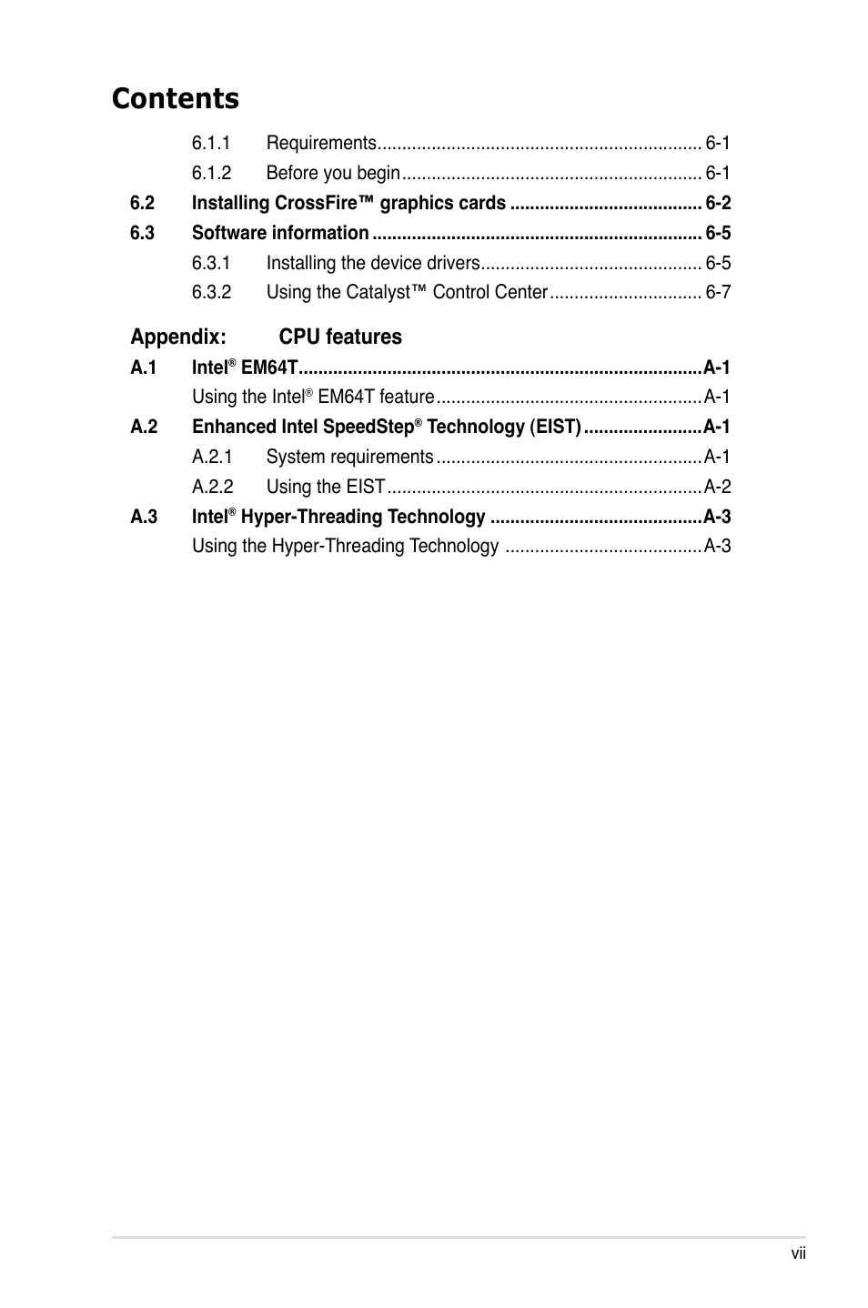 Asus P5E3 User Manual | Page 7 / 168