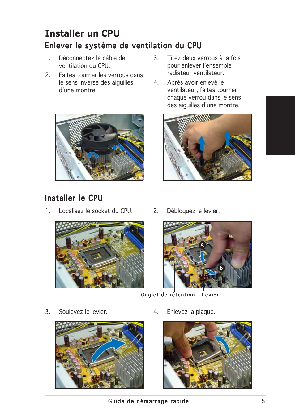 Installer un cpu, Français, Enlever le système de ventilation du cpu | Installer le cpu | Asus Pundit-PH3 User Manual | Page 13 / 80