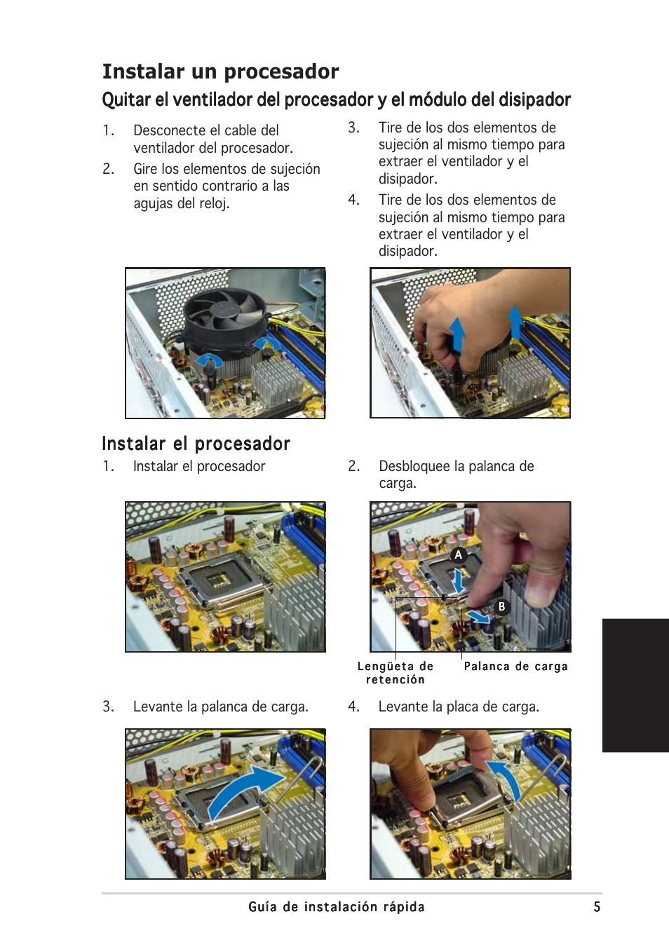 Instalar un procesador, Español, Instalar el procesador | Asus Pundit-PH3 User Manual | Page 37 / 80