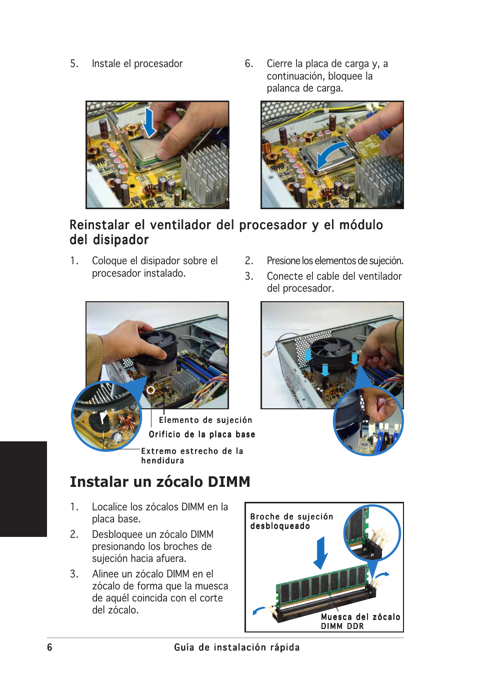 Instalar un zócalo dimm, Español | Asus Pundit-PH3 User Manual | Page 38 / 80