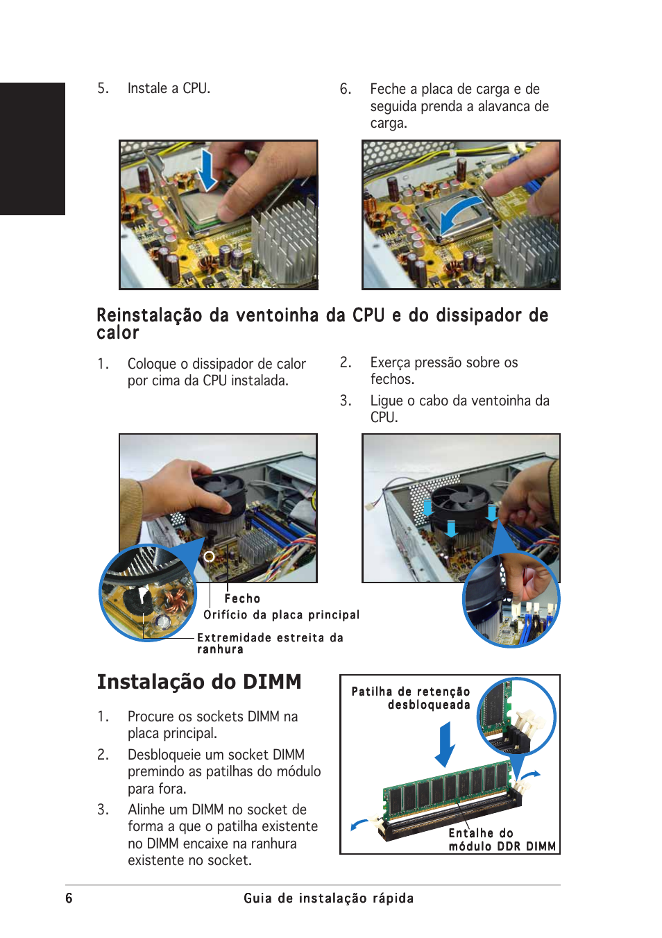 Instalação do dimm, Português | Asus Pundit-PH3 User Manual | Page 54 / 80