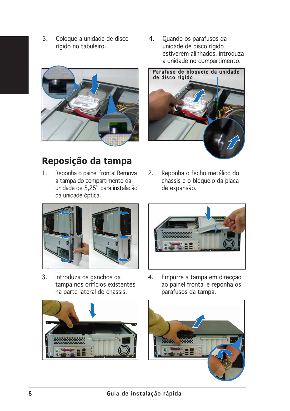 Reposição da tampa, Português | Asus Pundit-PH3 User Manual | Page 56 / 80