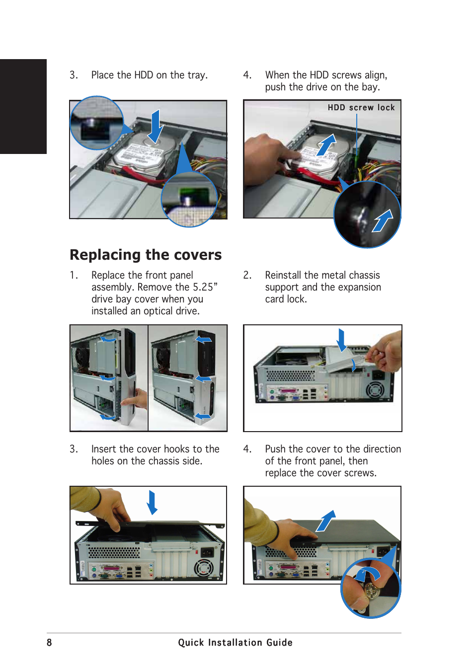 Replacing the covers, English | Asus Pundit-PH3 User Manual | Page 8 / 80