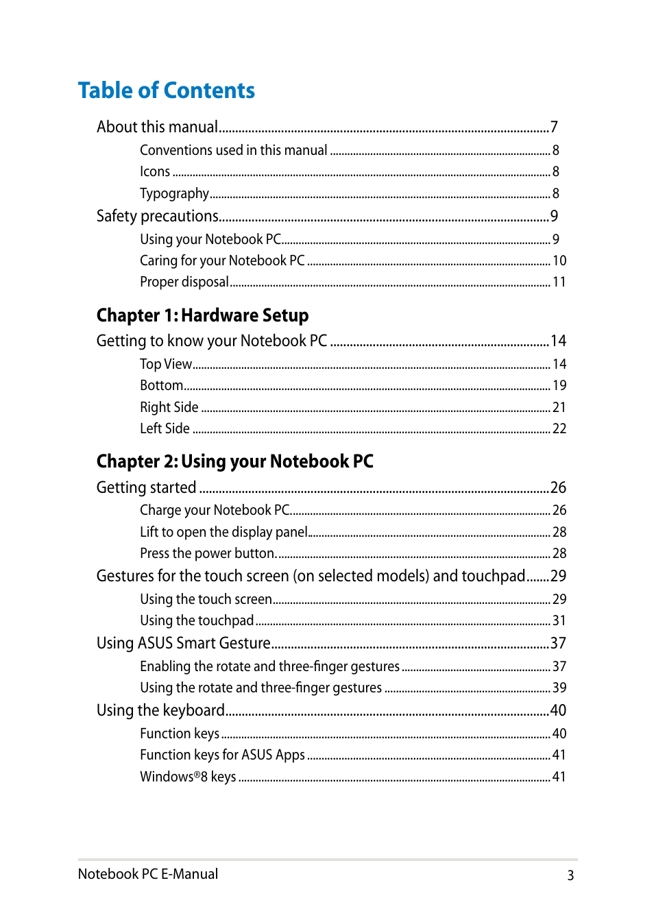 Asus X200LA User Manual | Page 3 / 122
