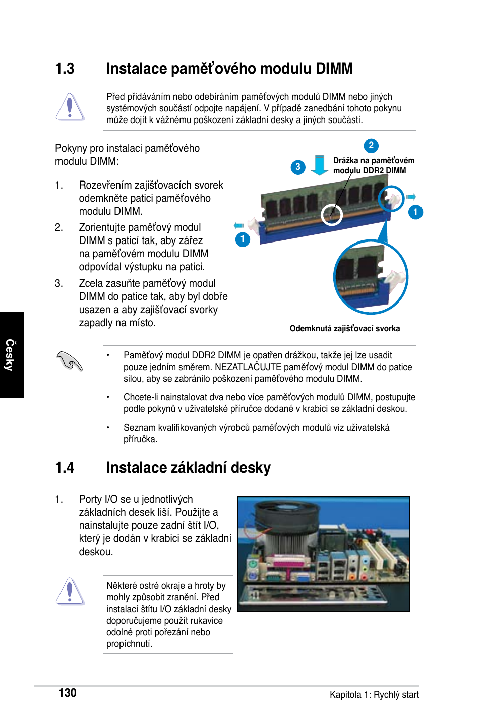 3 instalace paměťového modulu dimm, 4 instalace základní desky | Asus Motherboard User Manual | Page 131 / 721