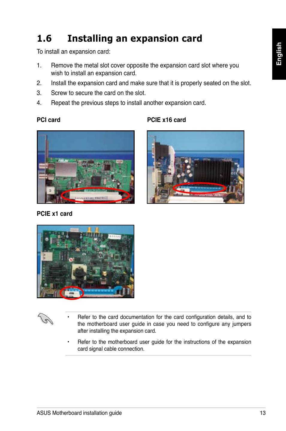 6 installing an expansion card | Asus Motherboard User Manual | Page 14 / 721