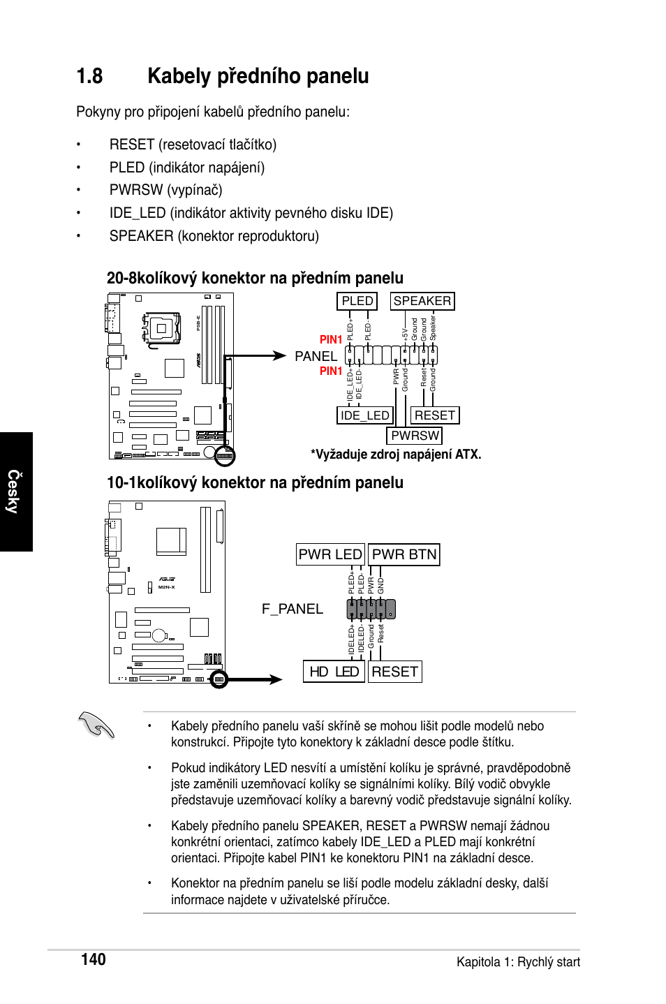 8 kabely předního panelu, F_panel, Hd led reset pwr led pwr btn | Asus Motherboard User Manual | Page 141 / 721