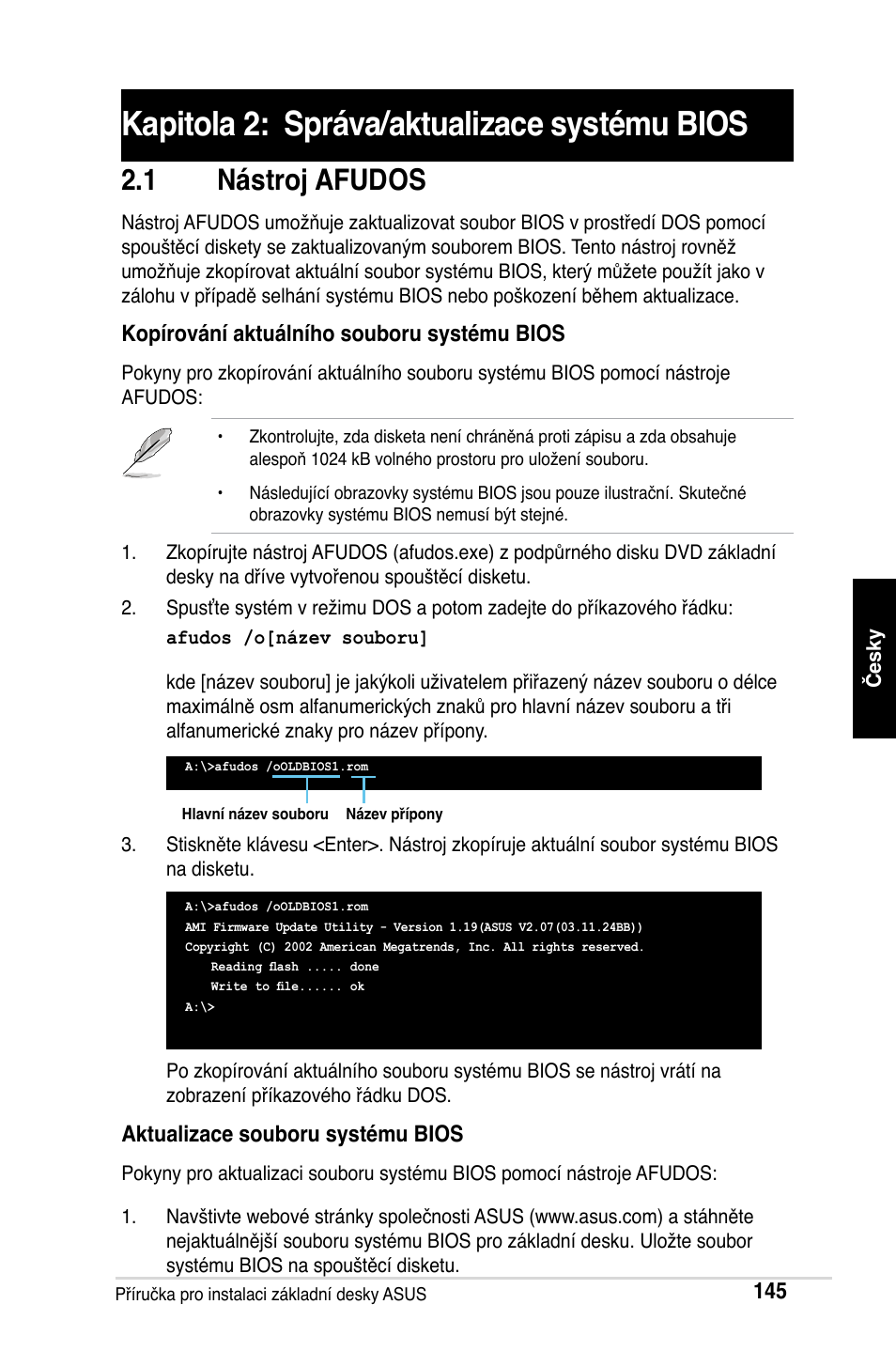 Kapitola 2: správa/aktualizace systému bios, 1 nástroj afudos | Asus Motherboard User Manual | Page 146 / 721