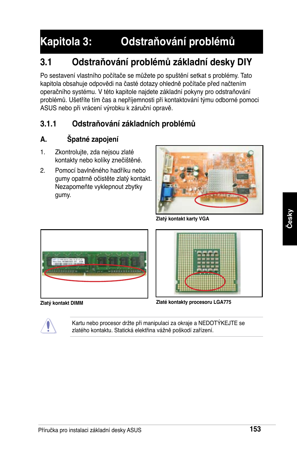 Kapitola 3: odstraňování problémů, 1 odstraňování problémů základní desky diy | Asus Motherboard User Manual | Page 154 / 721