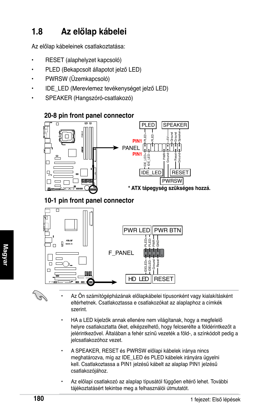 8 az előlap kábelei, F_panel, Hd led reset pwr led pwr btn | Asus Motherboard User Manual | Page 181 / 721