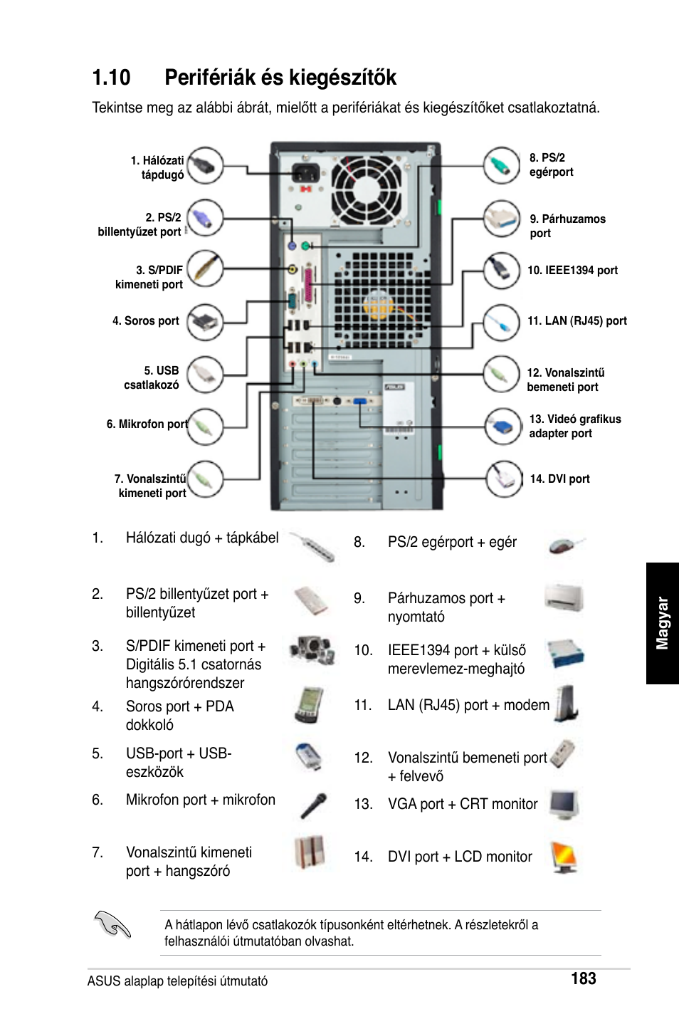 10 perifériák és kiegészítők | Asus Motherboard User Manual | Page 184 / 721