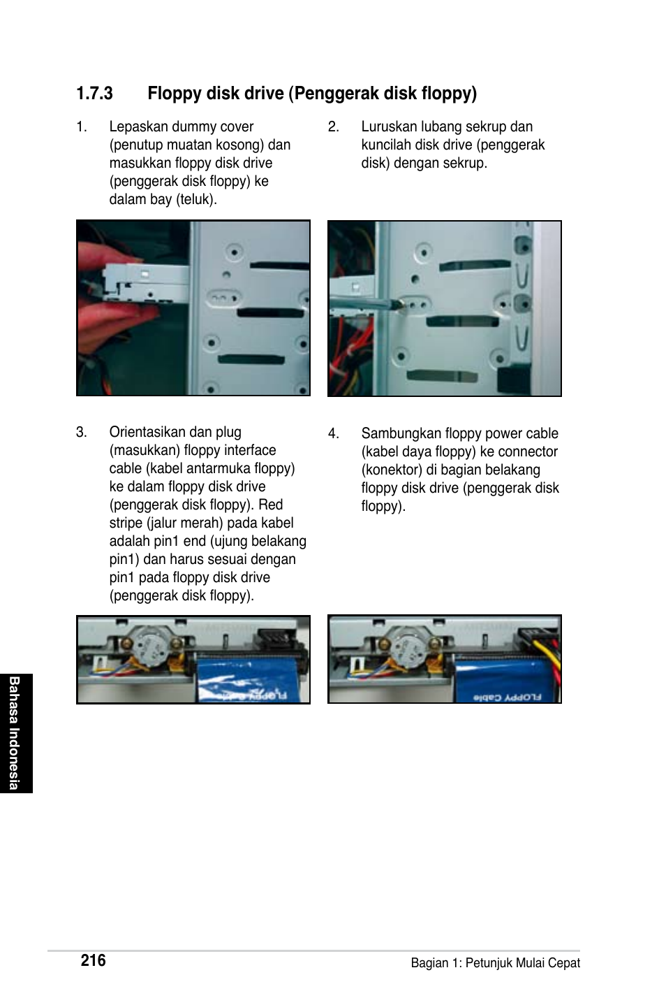 3 floppy disk drive (penggerak disk floppy) | Asus Motherboard User Manual | Page 217 / 721