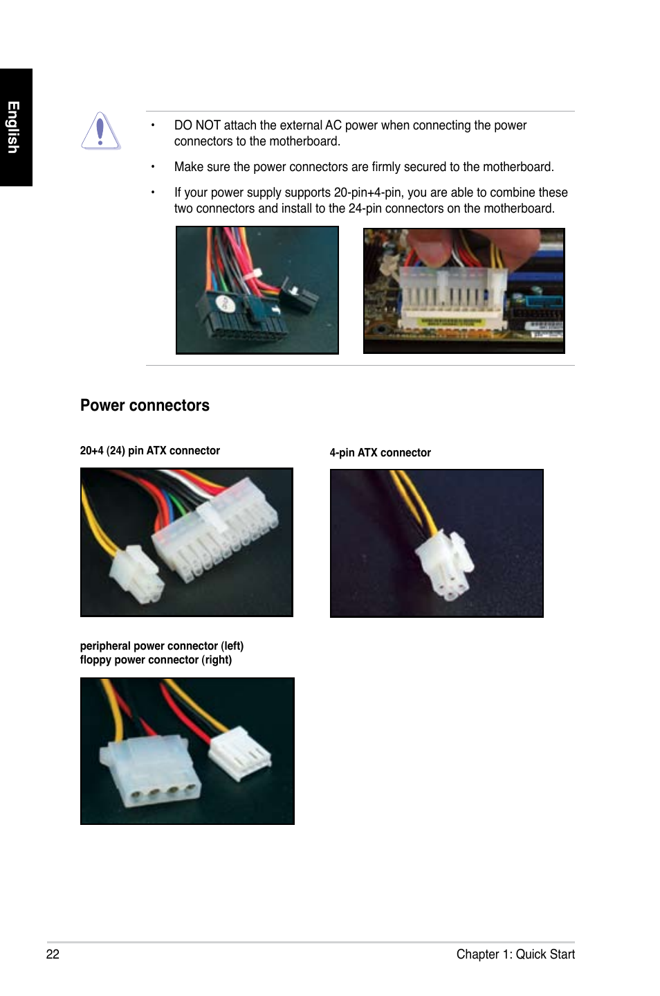 Power connectors | Asus Motherboard User Manual | Page 23 / 721