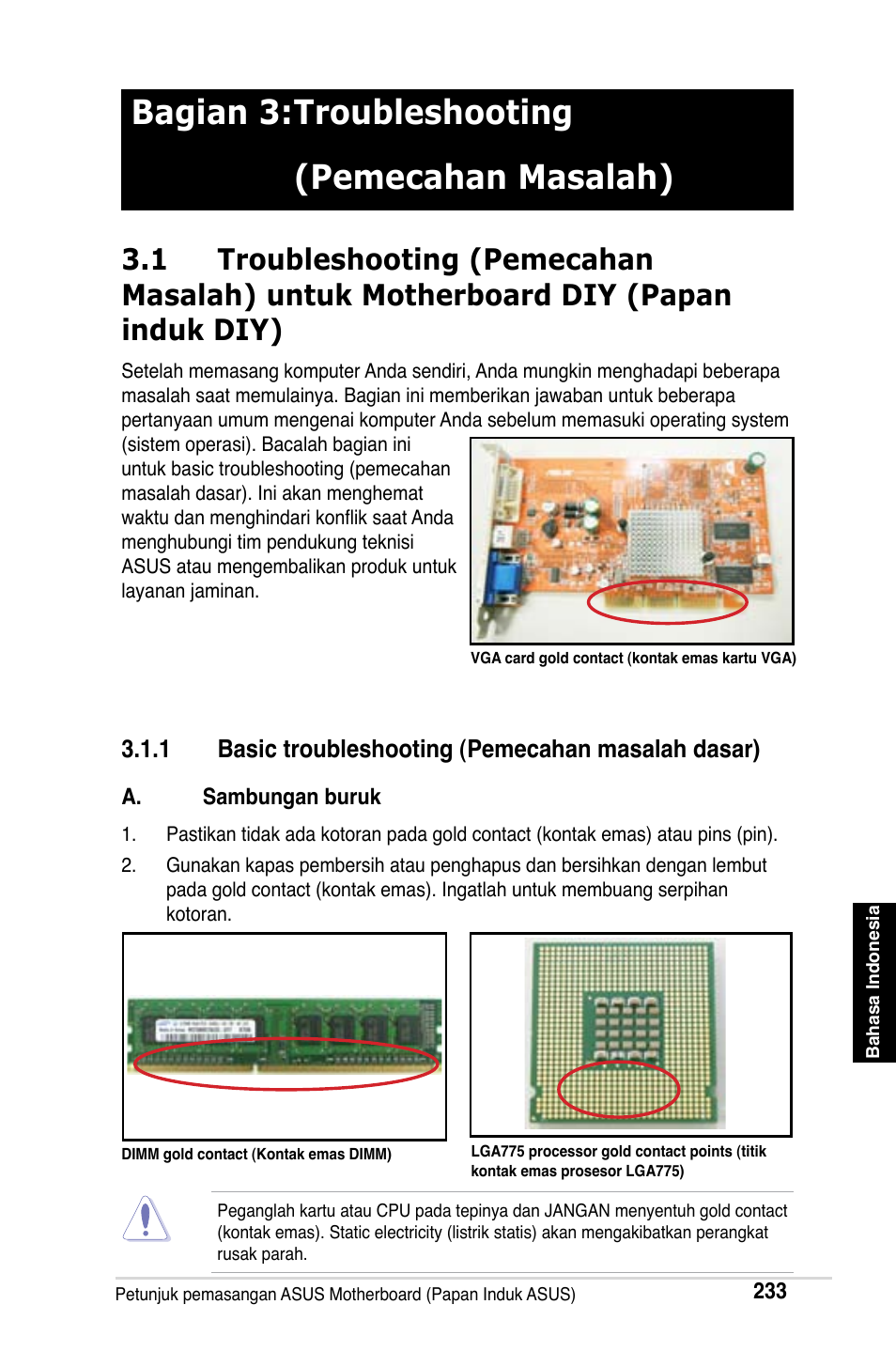 Bagian 3: troubleshooting (pemecahan masalah) | Asus Motherboard User Manual | Page 234 / 721