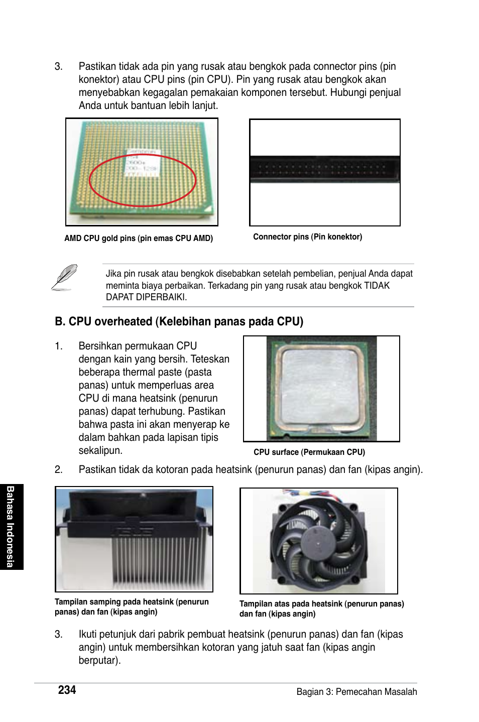 B. cpu overheated (kelebihan panas pada cpu) | Asus Motherboard User Manual | Page 235 / 721